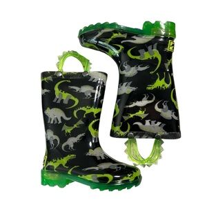 Dinosaur Print Rain Boots Western Chief Light Up Boy Kid Size 7